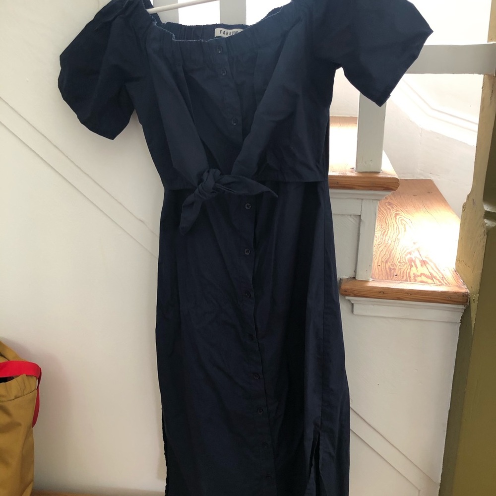 Farrow Button Up Chest Tie Midi Dress